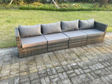 Fimous 4 PC Modular Rattan Garden Furniture Sofa Set Corner Sofa And Armless Sofa