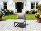 Fimous Aluminum Outdoor Garden Furniture Armless Sofa Chair With Seat And Back Cushion Dark Grey
