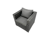 Fimous Outdoor Coffee Table Sofa Armchair Set with 2 Side Tables 2 Big Stools Garden Furniture Set Dark Grey Mixed