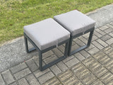 Fimous 2 Pcs Aluminium Outdoor Garden Footstool Patio Small Stool for Balcony, Terrace,Swimming Pool Dark Grey