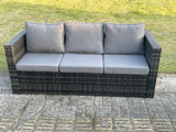 Fimous 7 Seater PE Wicker Rattan Garden Furniture Gas Fire Pit Table Gas Heater Sets Lounge Sofa Set With Chair Stools Clear Tempered Glass