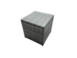 Fimous Outdoor Coffee Table Sofa Armchair Set with 2 Side Tables 2 Small Footstools Garden Furniture Set Dark Grey Mixed