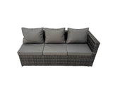 Fimous Garden Rattan Outdoor Furniture Set 10 Seater Patio Corner Sofa Oblong Coffee Table with Chair 2 Big Stool Side Table Dark Grey