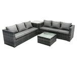 Fimous Grey Outdoor Rattan Garden Furniture Corner Sofa Set With 2 Coffee Table
