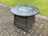 Fimous Rattan Garden Furniture Gas Fire Pit Rectangle Round Dining Table And Dining Chairs 4 Seater + Round Table