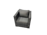 Fimous Outdoor Corner Sofa Chair Dining Table Set Garden Rattan Furniture Set 9 Seater with Big Stool Side Table Dark Grey