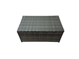 Fimous Outdoor PE Rattan Garden Furniture Sofa Set with Oblong Coffee Table Big Stool 2 Small Stools Dark Grey