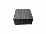 Fimous Outdoor PE Rattan Garden Furniture Sofa Set with Square Coffee Table Chair 2 Big Stools Side Table Dark Grey