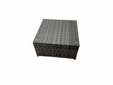 Fimous Outdoor PE Rattan Garden Furniture Sofa Set with Square Coffee Table Big Stool 2 Chair Dark Grey