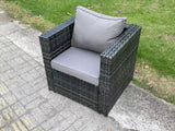 Fimous Wicker Rattan Outdoor Furniture Lounge Sofa Garden Dining Set with Dining Table 2 Side Tables 2 Stools 2 Armchairs 10 Seater Dark Grey Mixed