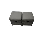 Fimous 10 Seater Outdoor Corner Sofa Height Adjustable Rising Lifting Table Set Garden Rattan Furniture Set with Side Table 2 Small Stools Dark Grey