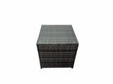 Fimous Garden Rattan Furniture Set 9 Seater Outdoor Corner Sofa 2 Chair Gas Firepit Dining Table Set with Big Stool Side Table Dark Grey