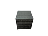 Fimous Garden Rattan Outdoor Furniture Set 10 Seater Patio Corner Sofa Oblong Coffee Table with Chair 2 Big Stool Side Table Dark Grey