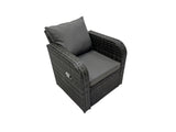 Fimous 8 seater Patio Height Adjustable Rising Lifting Table Sofa Sets Rattan Garden Furniture Dining Set with 2 Big Footstool Side Table Dark Grey Mixed