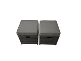 Fimous 10 Seater Garden Outdoor Rattan Furniture Set Patio Corner Sofa Rectangular Coffee Table with 2 Small Stool Dark Grey