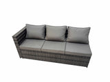 Fimous Garden Rattan Furniture Set 11 Seater Outdoor Corner Sofa 2 Chair Gas Firepit Dining Table Set with 3 Stools Side Table Dark Grey