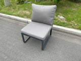 Fimous Aluminum Outdoor Garden Furniture Armless Sofa Chair With Seat And Back Cushion Dark Grey