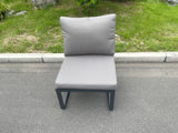 Fimous Aluminum Outdoor Garden Furniture Armless Sofa Chair With Seat And Back Cushion Dark Grey