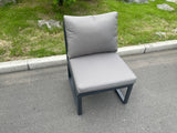 Fimous Aluminum Outdoor Garden Furniture Armless Sofa Chair With Seat And Back Cushion Dark Grey