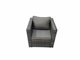 Fimous Garden Rattan Furniture Set 10 Seater Outdoor Corner Sofa 2 Chair Gas Firepit Dining Table Set with 2 Big Stools Side Table Dark Grey