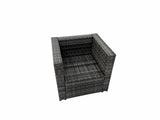 Fimous Rattan garden furniture Patio Furniture Sets with Dining Table Side Table 2 Small Stools Dark Grey Mixed