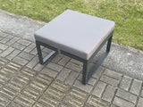 Fimous Aluminium 4 Pieces Garden Furniture Sofa Set with Cushions 7 Seater Outdoor Patio Set with Square Coffee Table Big Footstool Dark Grey