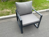 Fimous Aluminum Outdoor Garden Furniture Single Arm Chair Sofa With Seat And Back Cushion Dark Grey