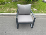 Fimous Aluminum Outdoor Garden Furniture Single Arm Chair Sofa With Seat And Back Cushion Dark Grey