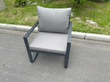 Fimous Aluminum Outdoor Garden Furniture Single Arm Chair Sofa With Seat And Back Cushion Dark Grey
