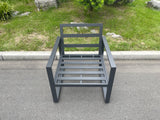 Fimous Aluminum Outdoor Garden Furniture Single Arm Chair Sofa With Seat And Back Cushion Dark Grey