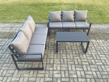 Fimous Aluminium 3 Pieces Outdoor Garden Furniture Lounge Sofa Set with Oblong Coffee Table Dark Grey