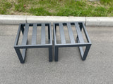 Fimous Aluminum 2 PC Small Footstool Outdoor Garden Furniture With Seat Cushion Patio Furniture Dark Grey