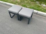 Fimous Aluminum 2 PC Small Footstool Outdoor Garden Furniture With Seat Cushion Patio Furniture Dark Grey