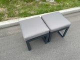 Fimous Aluminum 2 PC Small Footstool Outdoor Garden Furniture With Seat Cushion Patio Furniture Dark Grey