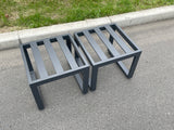 Fimous Aluminum 2 PC Small Footstool Outdoor Garden Furniture With Seat Cushion Patio Furniture Dark Grey