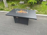 Fimous Aluminum Fire Pit Dining Table Gas Heater Garden Furniture Accessory Patio Dark Grey Without Glass