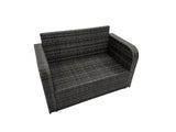 Fimous Wicker PE Rattan Garden Outdoor Furniture Set Love Sofa Dining Table Sets with 2 Big Stools Dark Grey Mixed