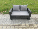 Fimous High Back Rattan 2 Seater Loveseat Sofa Double Seat Patio Outdoor Garden Furniture With Thick Seat And Back Cushion