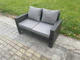 Fimous High Back Rattan 2 Seater Loveseat Sofa Double Seat Patio Outdoor Garden Furniture With Thick Seat And Back Cushion