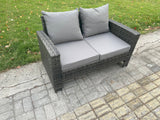 Fimous High Back Rattan 2 Seater Loveseat Sofa Double Seat Patio Outdoor Garden Furniture With Thick Seat And Back Cushion