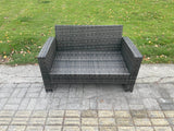 Fimous High Back Rattan 2 Seater Loveseat Sofa Double Seat Patio Outdoor Garden Furniture With Thick Seat And Back Cushion