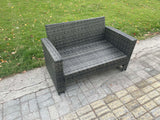 Fimous High Back Rattan 2 Seater Loveseat Sofa Double Seat Patio Outdoor Garden Furniture With Thick Seat And Back Cushion