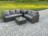 Fimous PE Rattan Garden Furniture Sets 5 Seater Outdoor Lounge Sofa Set Square Coffee Table Side Table