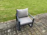 Fimous Aluminium Garden Furniture Set Adjustable Rising Lifting Dining Table and 6 Chairs Set Dark Grey