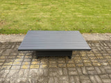 Fimous Aluminium Garden Furniture Set Adjustable Rising Lifting Dining Table and 6 Chairs Set Dark Grey