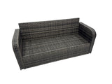 Fimous 8 Seat Outdoor Wicker PE Rattan Garden Furniture Sets Dining Table Sofa Set with 2 Big Stools Dark Grey Mixed