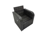 Fimous 9 Seat Outdoor Wicker PE Rattan Garden Furniture Set Dining Table Sofa Set with 2 Big Stool Dark Grey Mixed