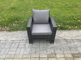 Fimous High Back Rattan Outdoor Garden Furniture Single Sofa Arm Chair Patio Furniture With Thick Seat And Back Cushion