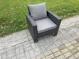 Fimous High Back Rattan Outdoor Garden Furniture Single Sofa Arm Chair Patio Furniture With Thick Seat And Back Cushion