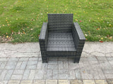 Fimous High Back Rattan Outdoor Garden Furniture Single Sofa Arm Chair Patio Furniture With Thick Seat And Back Cushion